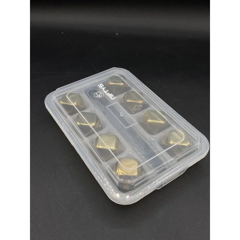 Nifty5 Whiskey Stones Gold Edition Set of 8 Stainless Steel Diamond & Tongs
